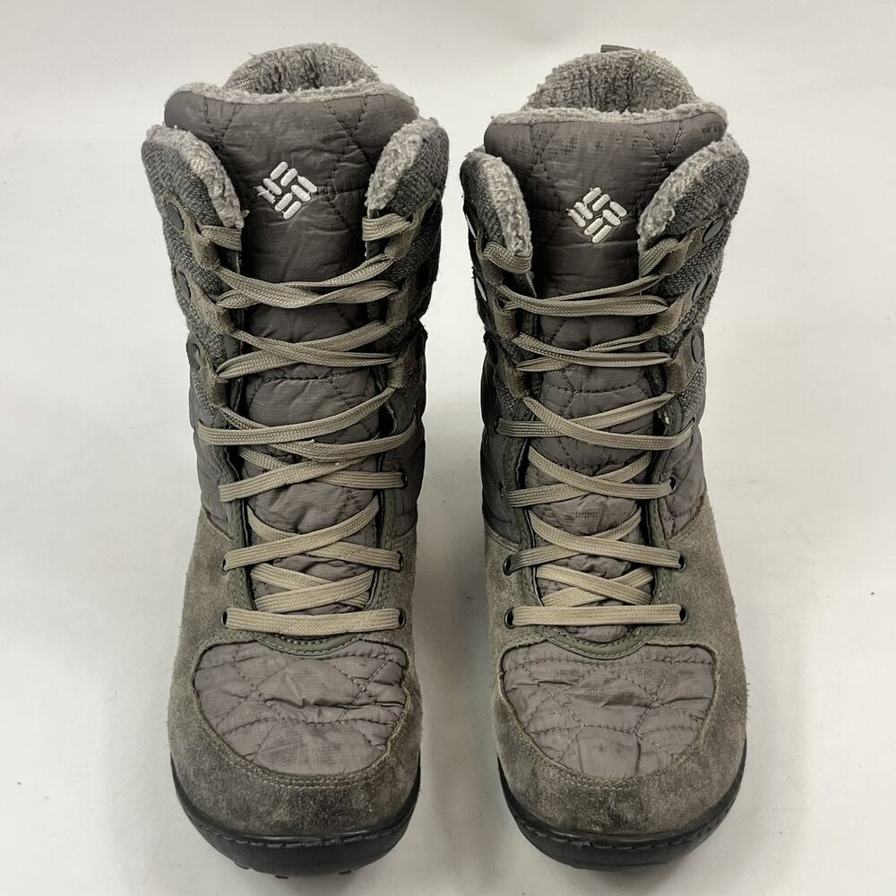 Columbia Womens Quilted Winter Snow Boots 7.5 Gray Waterproof Lace Up Suede - Picture 2 of 11